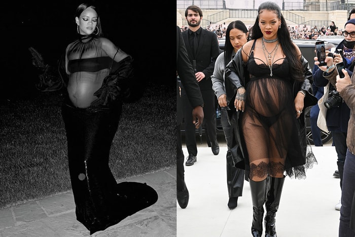 地表最時髦孕婦：繼薄紗裙後，Rihanna 身穿 Miu Miu 網狀套裝！