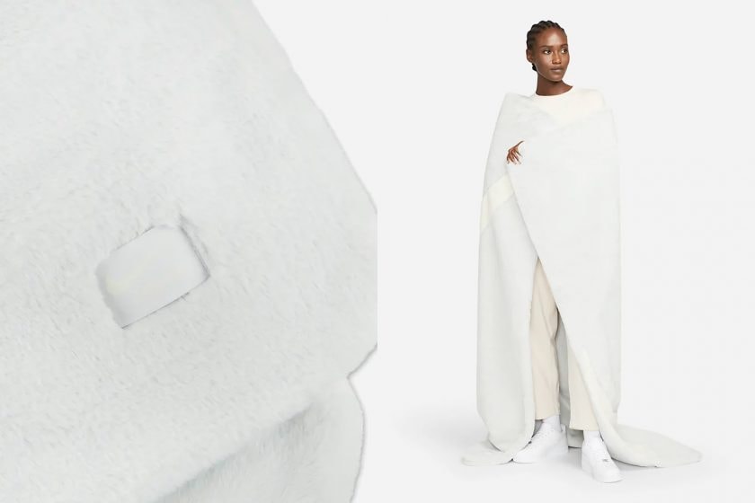 nike faux fur blanket dust color 2022 discount limit