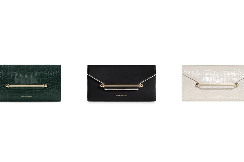 Kate Middleton Strathberry Handbag Multrees Chain Wallet Embossed Croc Navy