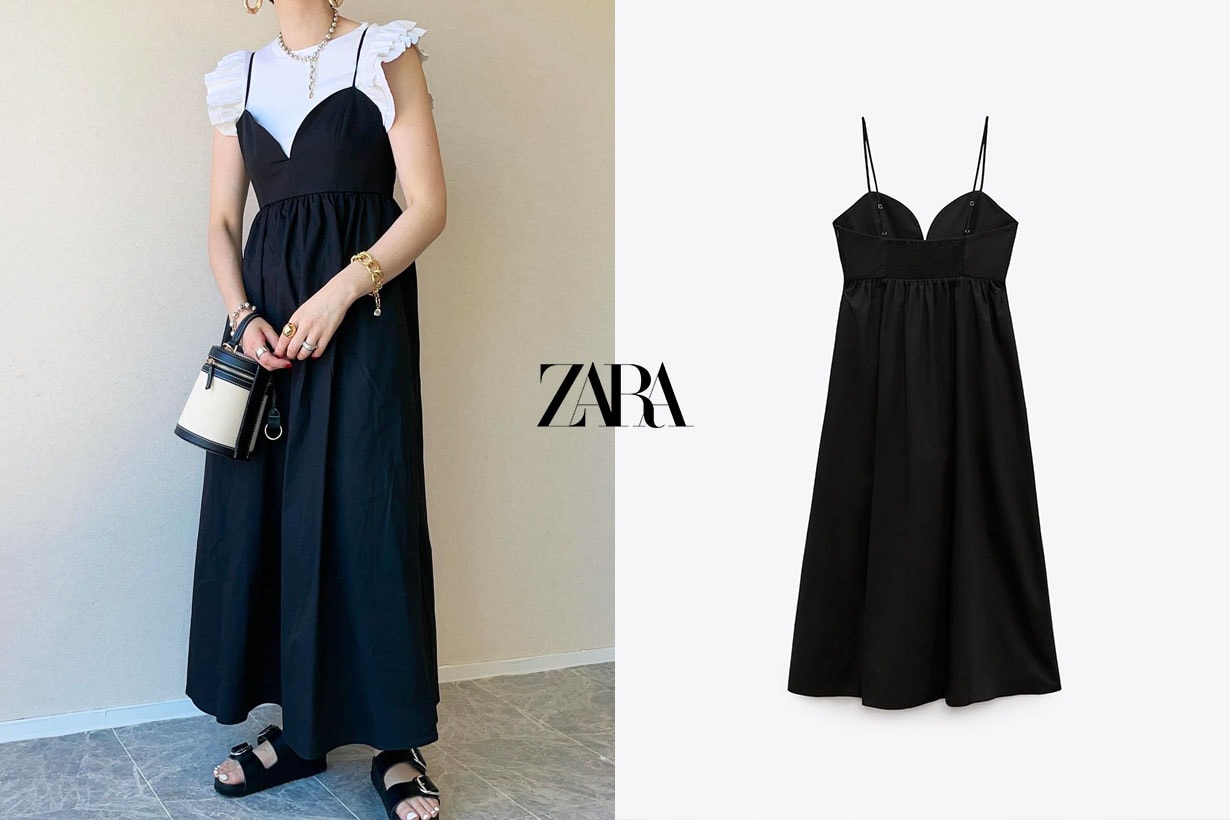 zara POPLIN MIDI DRESS 2022ss dresses