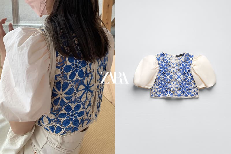 ZARA CROCHET POPLIN TOP 2022ss