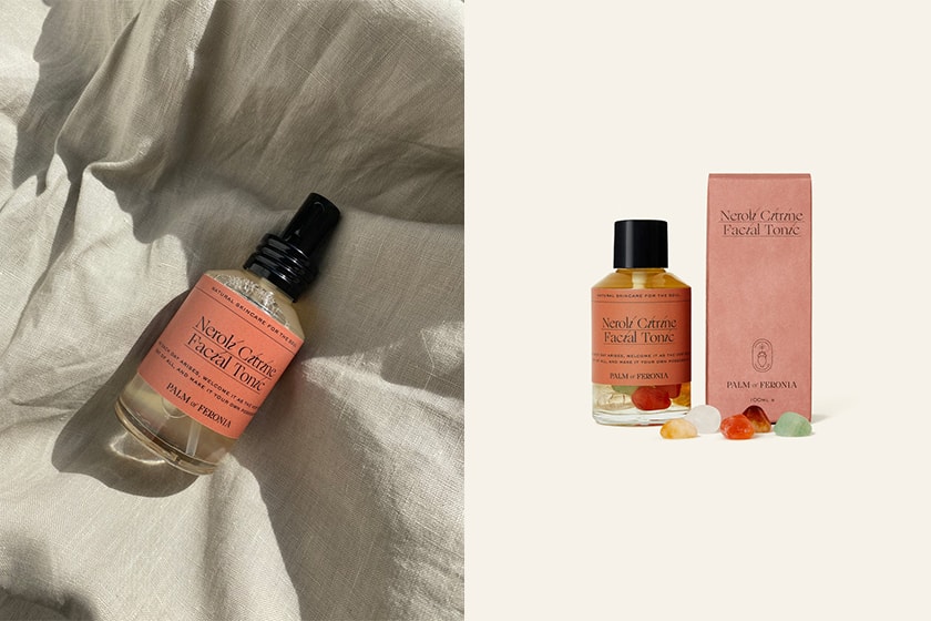 Palm of Feronia Rose Neroli Citrine Facial Tonic Quartz Water