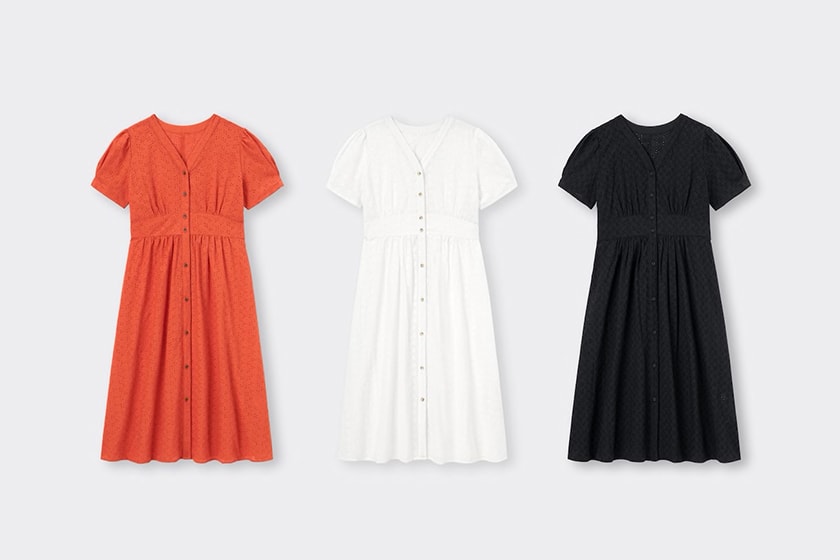 GU Lace front button dress 2022 summer style
