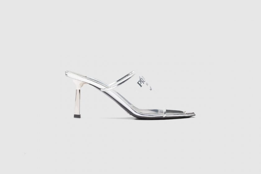 prada glass sandals heels slides summer cinderella