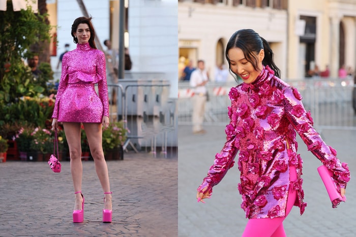 真人芭比?Anne Hathaway + 華沙的驚喜組合,完美駕馭 Valentino Pink!