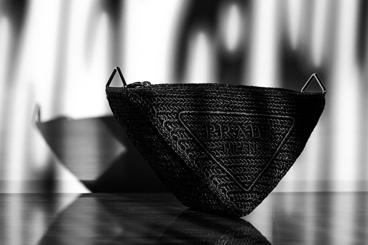 Raffia Prada Triangle bag handbags