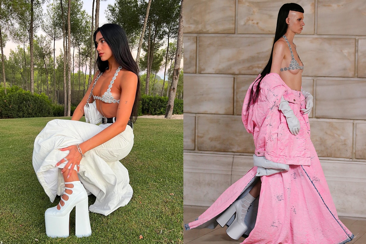 Dua Lipa dons towering heels Marc Jacobs blinged-out bra celebrates 27th birthday week