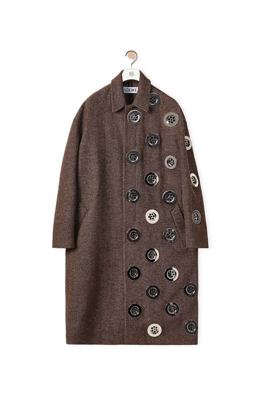 LOEWE Sinkhole embellished coat in wool