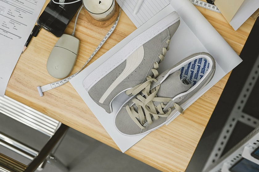 JJJJound x PUMA Suede Putty Limestone Sneakers Collaboration LABELHOOD BOX