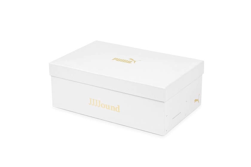 JJJJound x PUMA Suede Putty Limestone Sneakers Collaboration LABELHOOD BOX