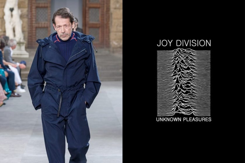 Salvatore Ferragamo logo Maximilian Davis Peter Saville Joy Division Unknown Pleasures