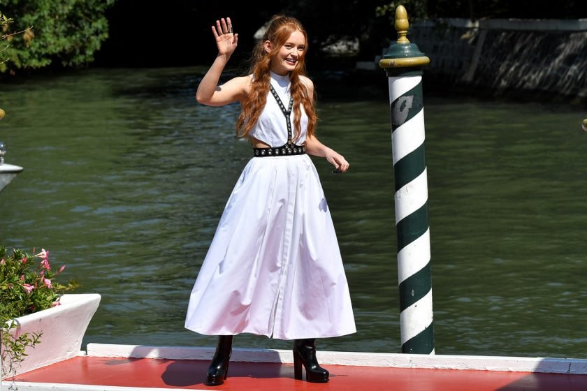 sadie sink venice film red carpet chanel alexander mcqueen gucci style outfit