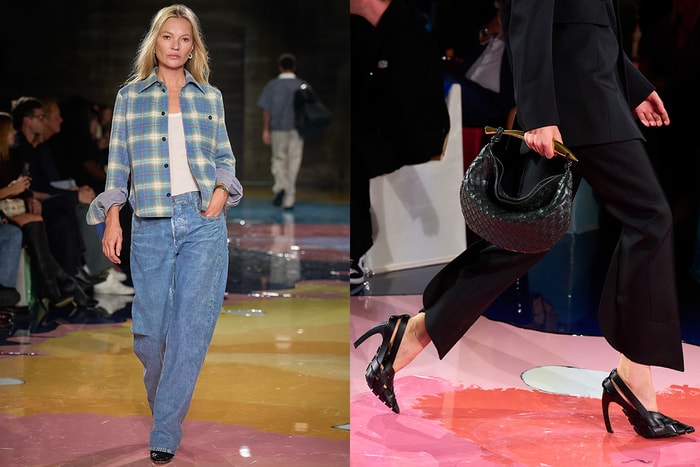 MFW：Kate Moss 格紋襯衫＋牛仔褲，走上顏料灑了一地的 Bottega Veneta 大秀！