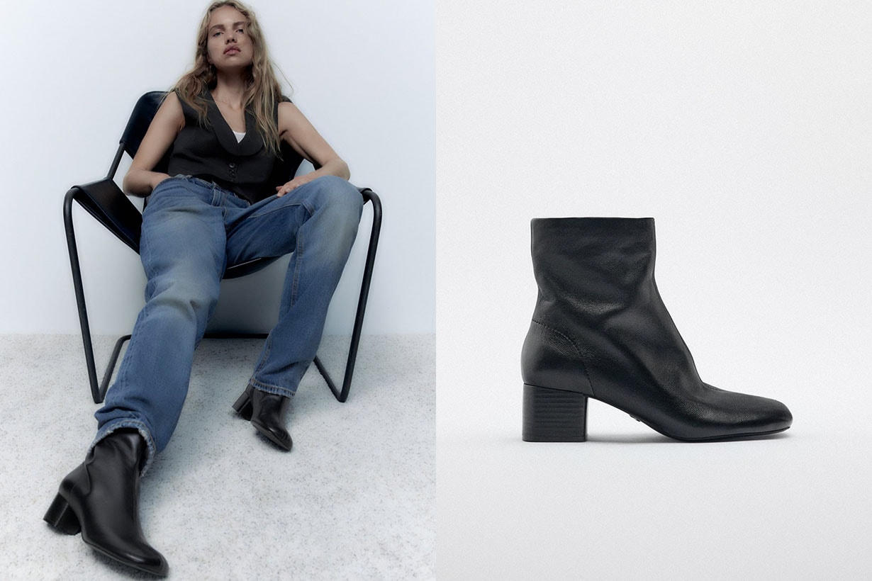 ZARA SOFT LEATHER HIGH-HEEL ANKLE BOOTS