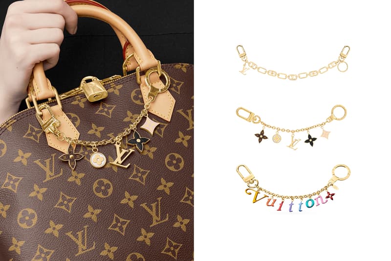 louis vuitton bag charm chains details