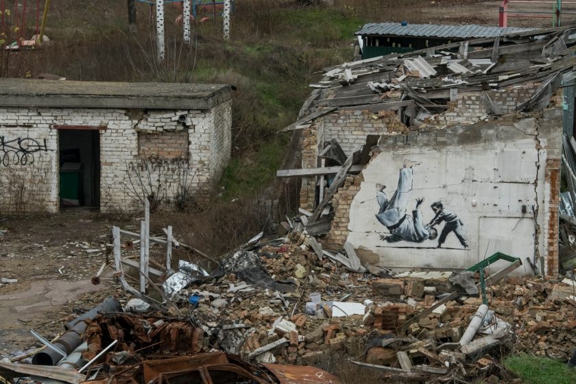 banksy Borodyanka Ukraine official reveal graffiti 2022