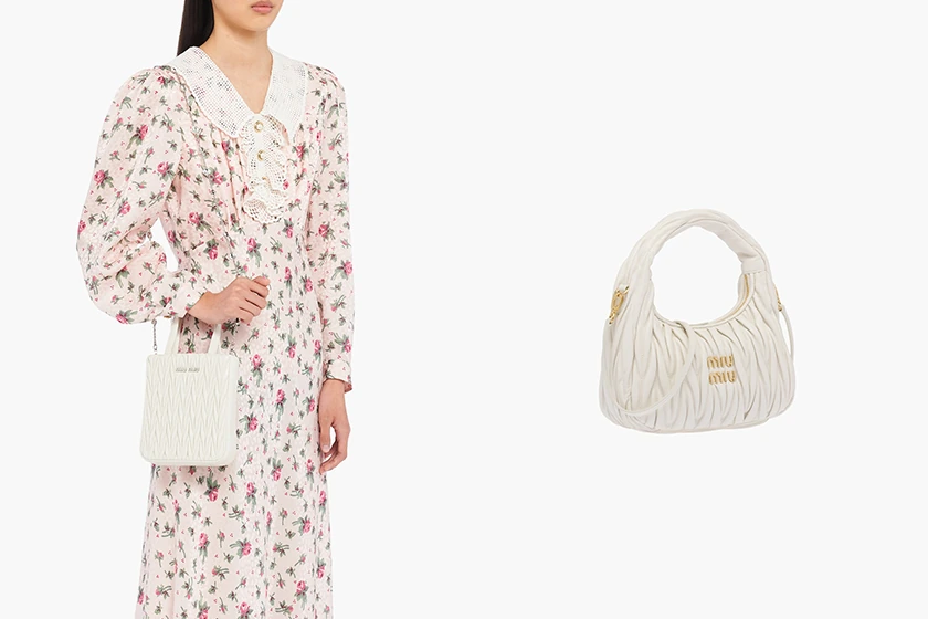 Miu Miu Wander Sassy Belle matelasse nappa white handbags mini bag