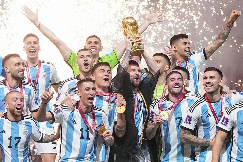 FIFA World Cup 2022 final champion Argentina Lionel Messi Trophy Louis Vuitton 