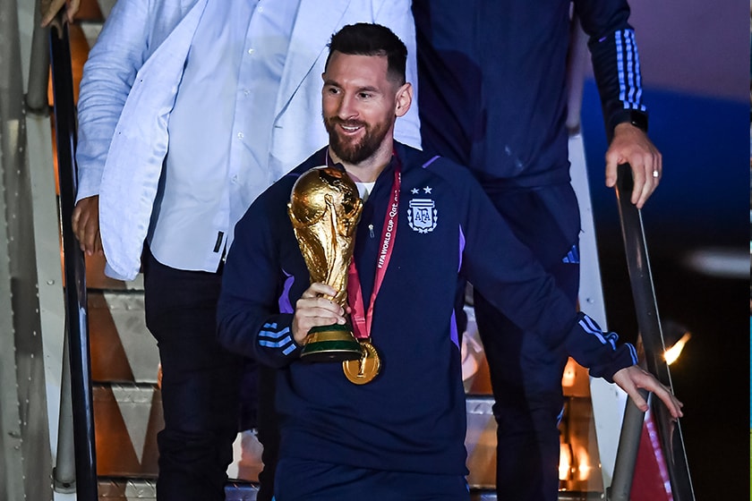 FIFA World Cup 2022 final champion Argentina Lionel Messi Trophy Louis Vuitton 