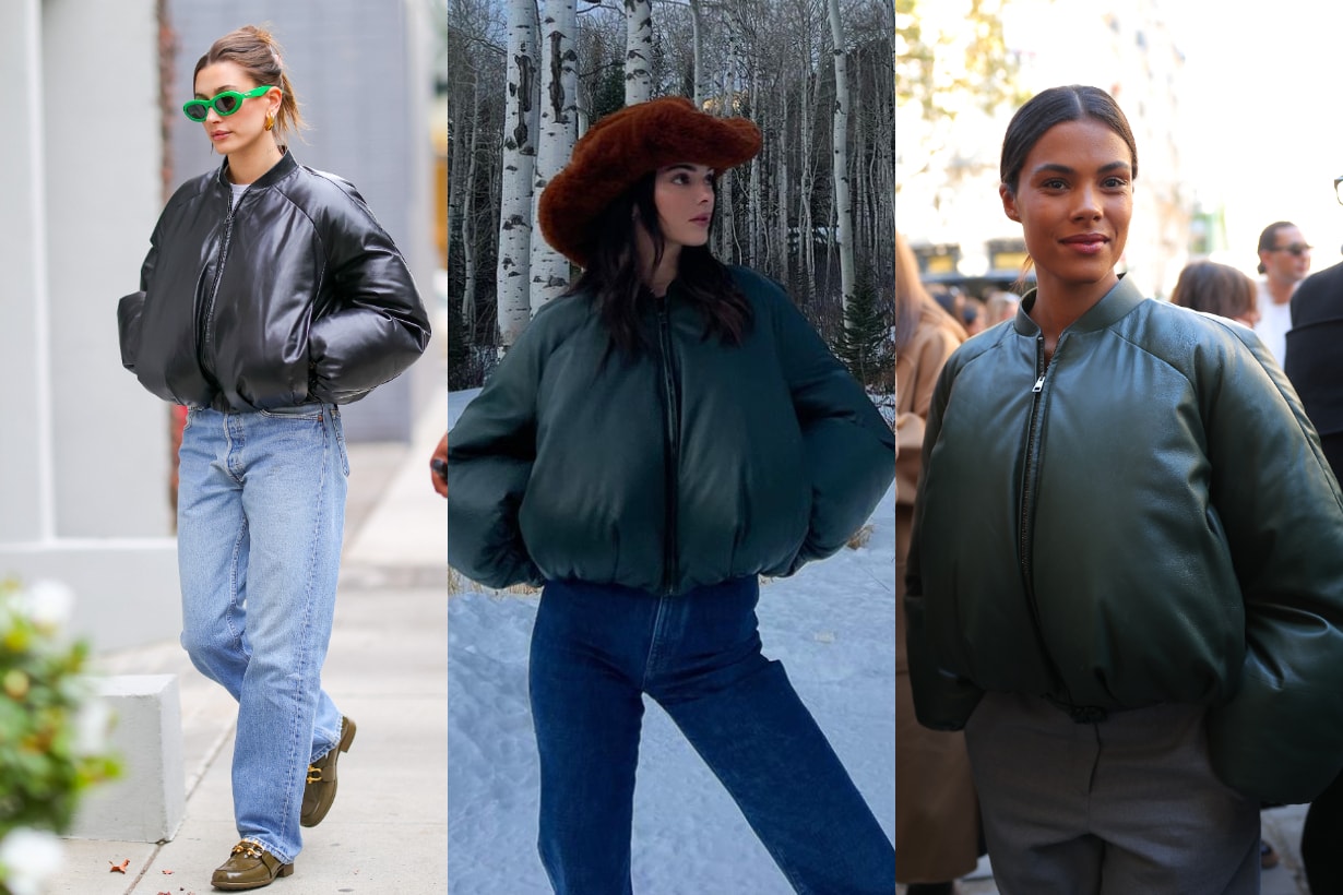 Loewe Bomber Jacket Kendall Jenner Hailey Bieber Jonathan Anderson Taylor Russell 冬日造型