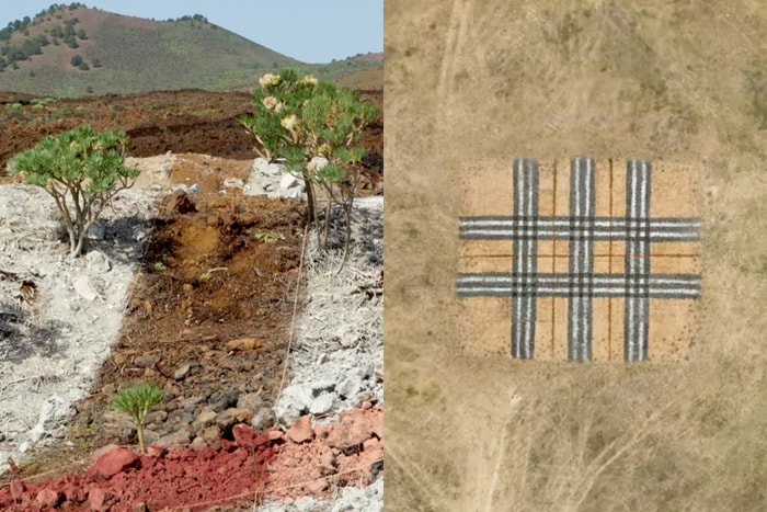 Burberry 在火山耕了一塊田:經典格紋撲滿大地,近看細節更令人屏息!