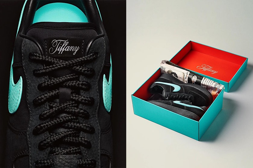 Nike x Tiffany and Co Air Force 1 collaboration silver accessories release
