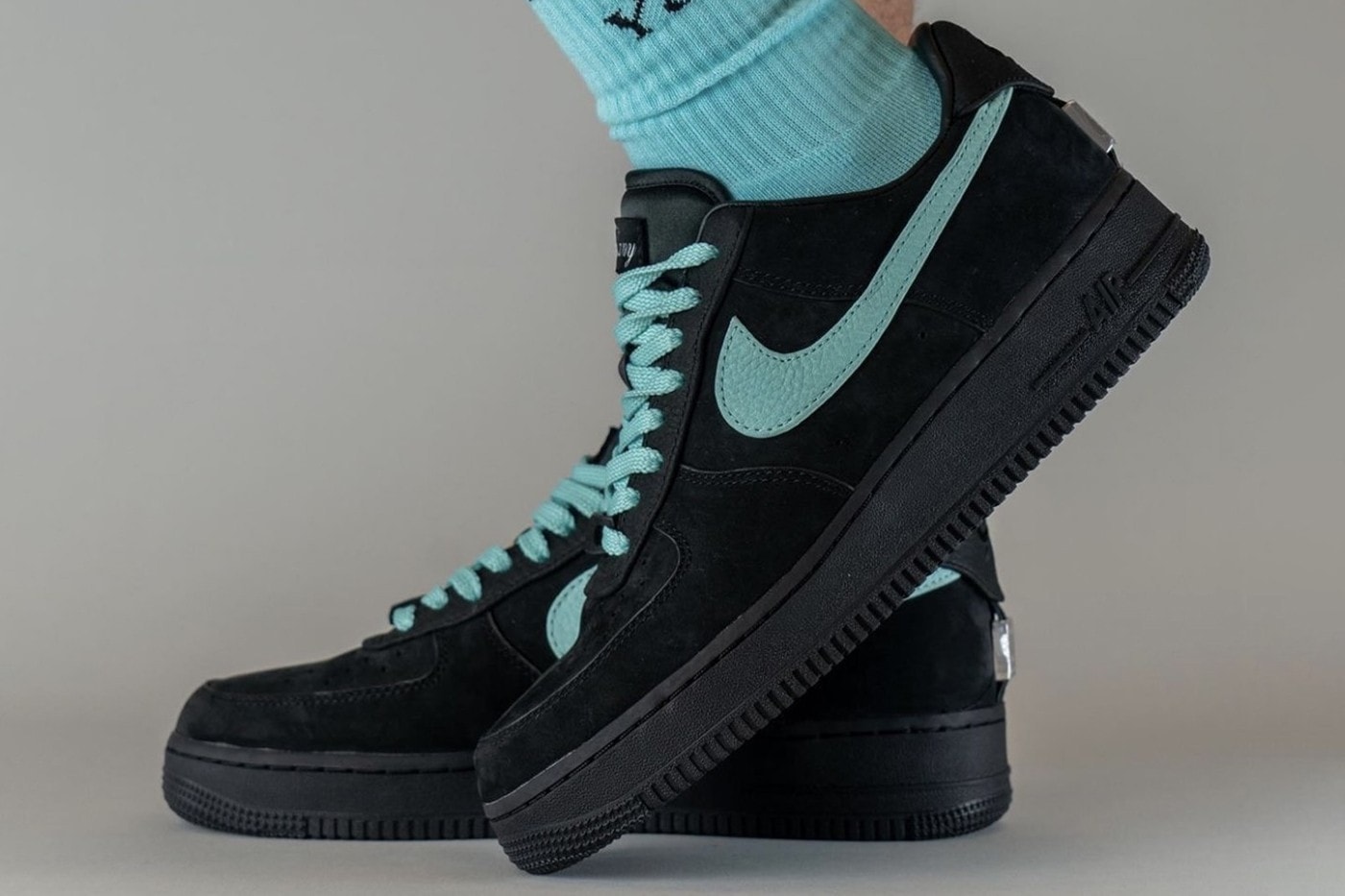 Tiffany & Co. x Nike Air Force 1 Low collaboration on feet look