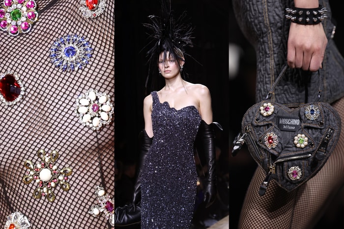 MFW:珠寶盒在裙擺上灑落一片,Moschino 叛逆的龐克貴族!