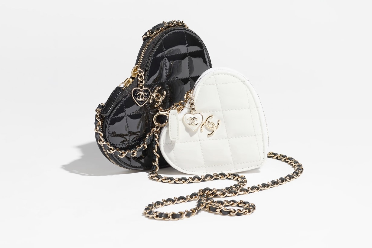 chanel heart chain 1+1 small leather bags 2023 ss price detail