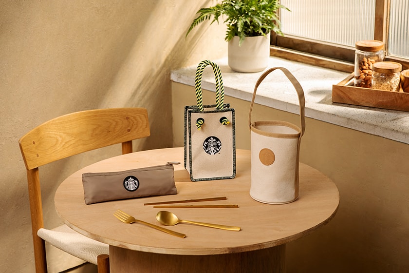 Starbucks 2023 spring new thermos Vacuum bottle Cotton linen Tote Bag