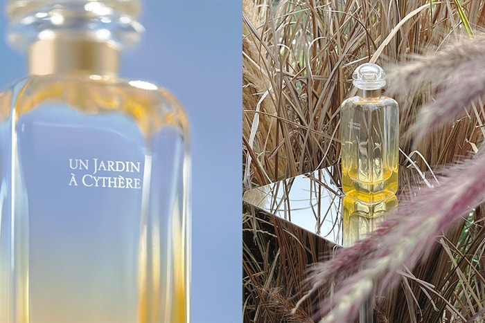 極簡瓶身中:Hermès 用香水「Un Jardin à Cythère」描繪希臘島嶼的金燦花園。