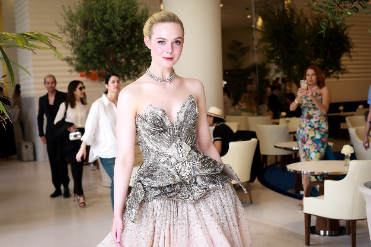 elle fanning cannes khaite 2023 cinderella dress blue red carpet mcqueen