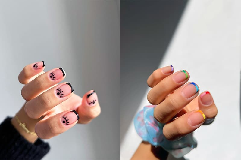 French manicure nail arts tips tutorial using beauty blender