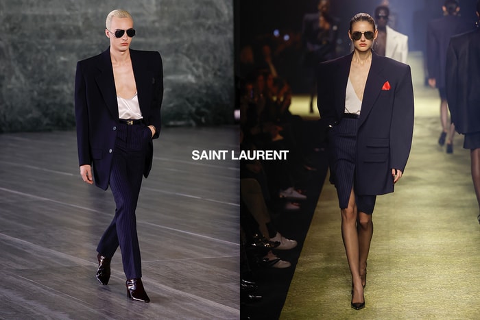 在 Saint Laurent 春夏男裝伸展台上,模特們怎麼穿上了女裝大秀的衣服?