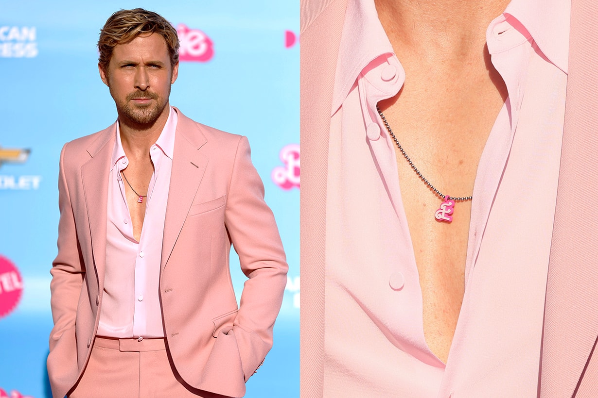 ryan-gosling-barbie-movie-carpet-eva-mendes-necklace-accessories