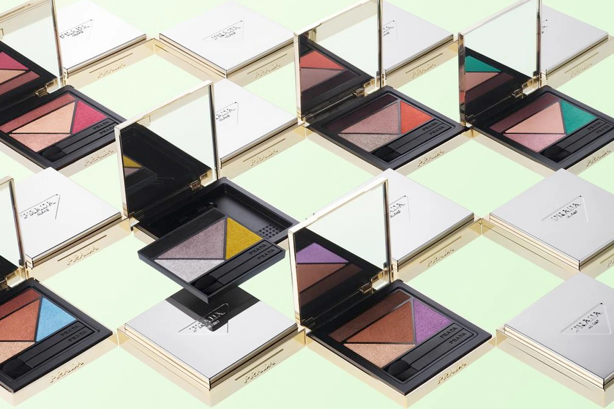 Prada beauty lipstick eyeshadow foundation skincare reveal raf simons miuccia