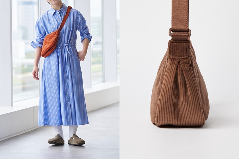 uniqlo unisex round mini shoulder bag new corduroy color release