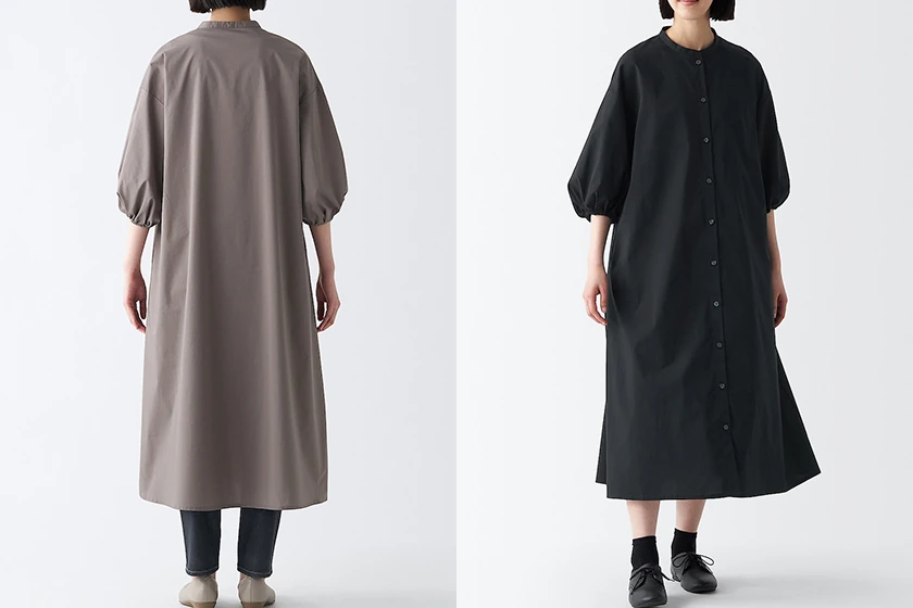 MUJI Broad three-quarter sleeve dress 2023 fall style