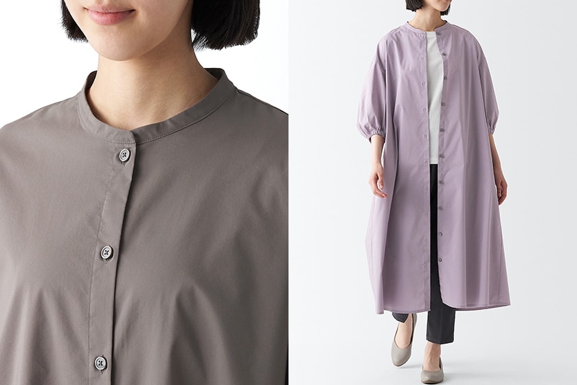 MUJI Broad three-quarter sleeve dress 2023 fall style