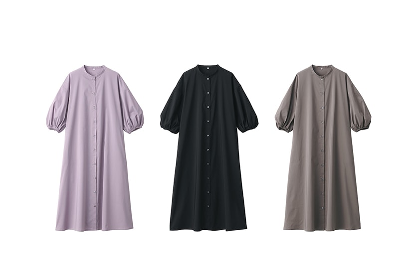 MUJI Broad three-quarter sleeve dress 2023 fall style