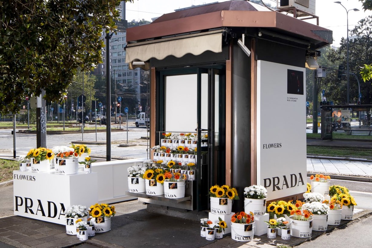 Prada can flower 2023 aw campaign pop-up
