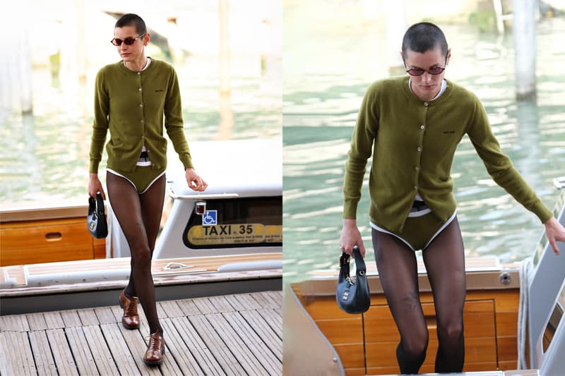 emma corrin miu miu venice film festival underwear crew cut