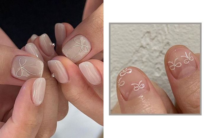 溫柔可愛不失玩味：最近韓國女生都喜歡在指甲上，加入「蝴蝶結」元素