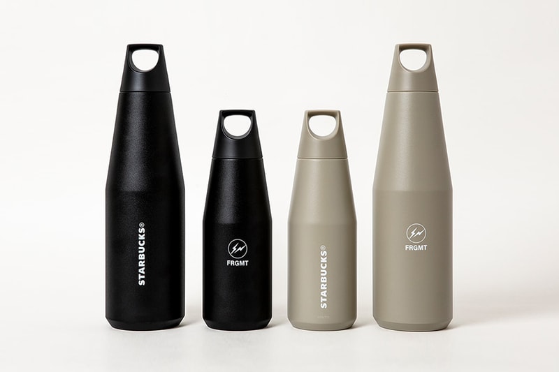 fragment design x Starbucks stainless steel bottle matte black beige