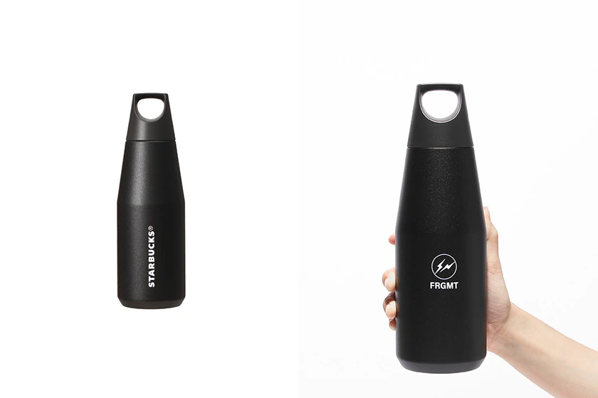 fragment design x Starbucks stainless steel bottle matte black beige