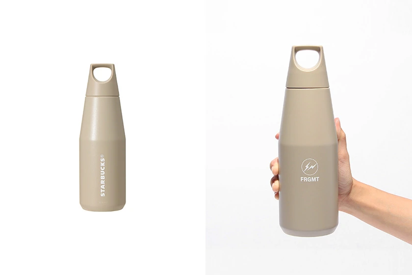 fragment design x Starbucks stainless steel bottle matte black beige