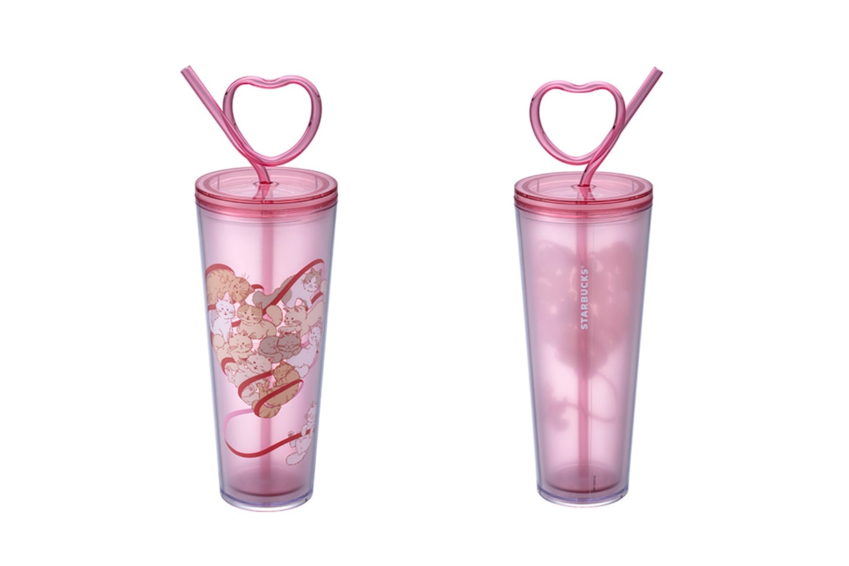 Starbucks pink cat vacuum bottle Cup STANLEY Valentines Day