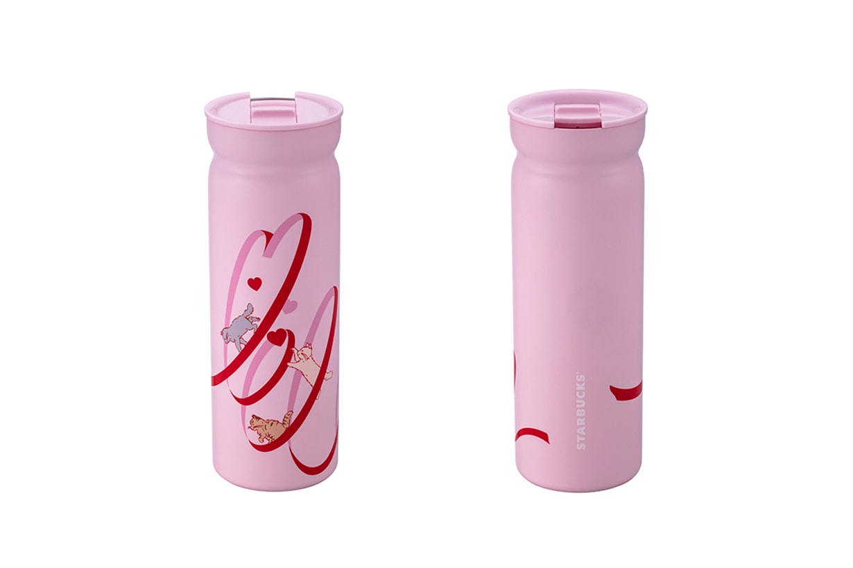 Starbucks pink cat vacuum bottle Cup STANLEY Valentines Day