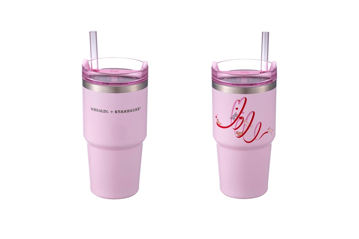 Starbucks pink cat vacuum bottle Cup STANLEY Valentines Day
