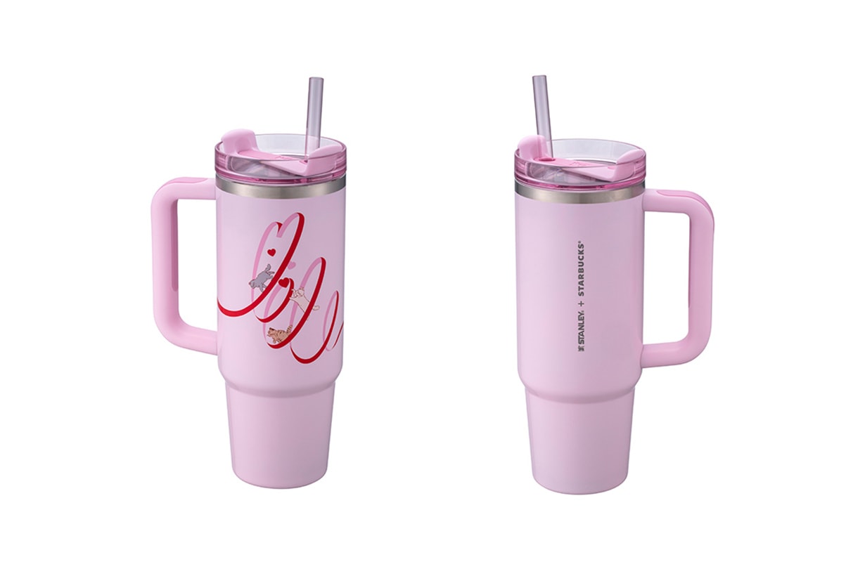 Starbucks pink cat vacuum bottle Cup STANLEY Valentines Day